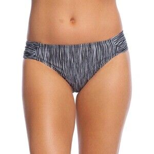 La Blanca Hipster Bikini Bottoms Size 14 Black Striped Shirred Sides NEW
